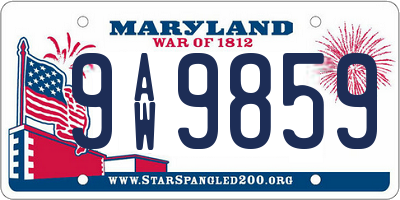 MD license plate 9AW9859