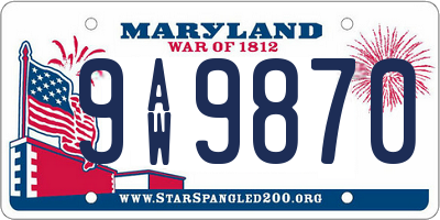 MD license plate 9AW9870