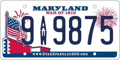 MD license plate 9AW9875