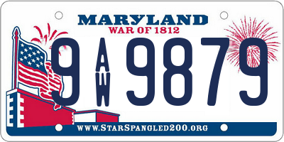 MD license plate 9AW9879