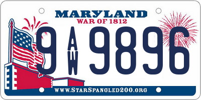 MD license plate 9AW9896