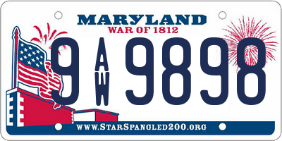 MD license plate 9AW9898