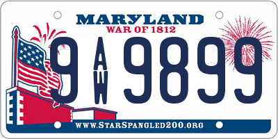 MD license plate 9AW9899