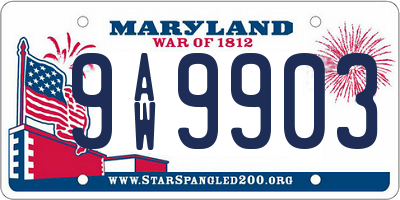 MD license plate 9AW9903
