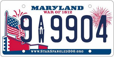 MD license plate 9AW9904
