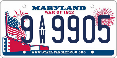 MD license plate 9AW9905