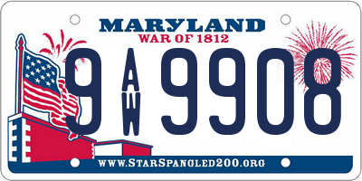 MD license plate 9AW9908