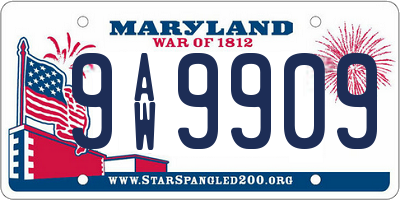 MD license plate 9AW9909