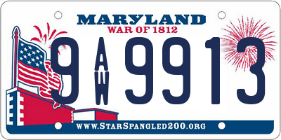 MD license plate 9AW9913