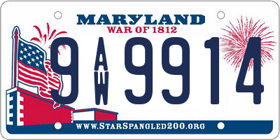 MD license plate 9AW9914