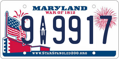 MD license plate 9AW9917