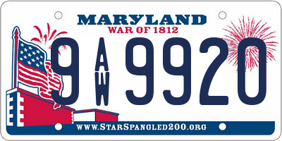 MD license plate 9AW9920