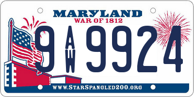 MD license plate 9AW9924