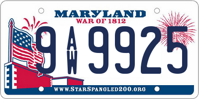 MD license plate 9AW9925