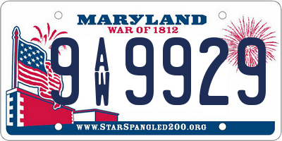 MD license plate 9AW9929