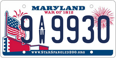MD license plate 9AW9930
