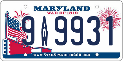 MD license plate 9AW9931