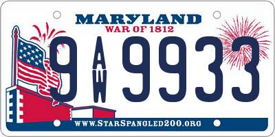 MD license plate 9AW9933