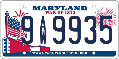 MD license plate 9AW9935
