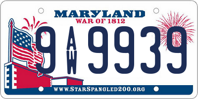 MD license plate 9AW9939