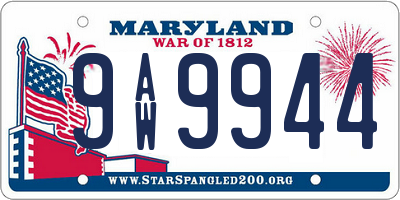 MD license plate 9AW9944