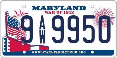 MD license plate 9AW9950