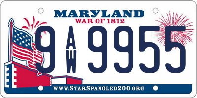 MD license plate 9AW9955