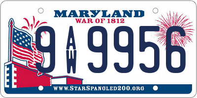 MD license plate 9AW9956