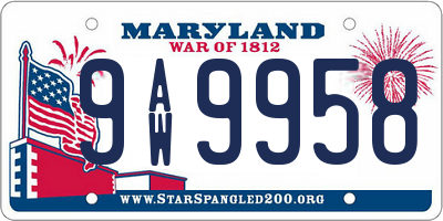 MD license plate 9AW9958