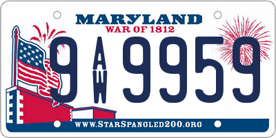 MD license plate 9AW9959