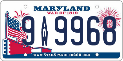 MD license plate 9AW9968