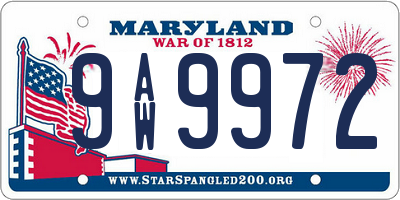 MD license plate 9AW9972