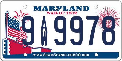 MD license plate 9AW9978