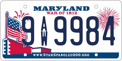 MD license plate 9AW9984