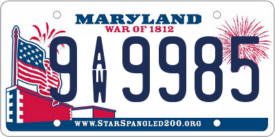 MD license plate 9AW9985