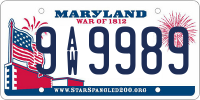 MD license plate 9AW9989