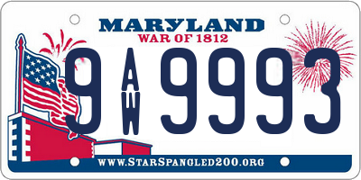 MD license plate 9AW9993