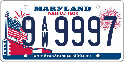 MD license plate 9AW9997