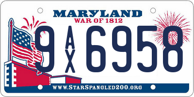 MD license plate 9AX6958