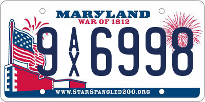 MD license plate 9AX6998