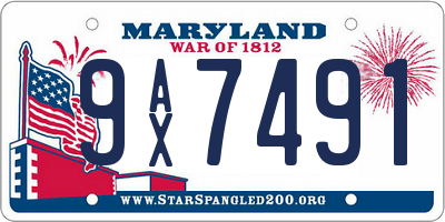 MD license plate 9AX7491