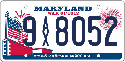 MD license plate 9AX8052