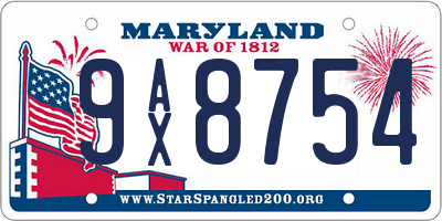 MD license plate 9AX8754