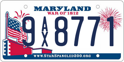 MD license plate 9AX8771