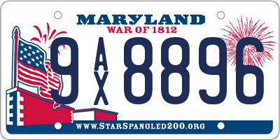MD license plate 9AX8896