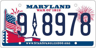 MD license plate 9AX8978