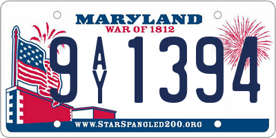 MD license plate 9AY1394