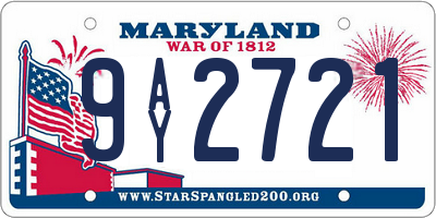 MD license plate 9AY2721