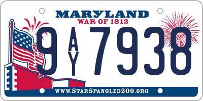 MD license plate 9AY7938