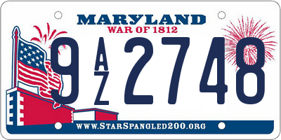 MD license plate 9AZ2748